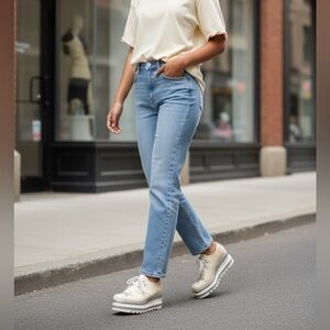 Marco Moreo Platform Sneakers Patent Cream w/ Silver Stars & Pink Heart  Size 40